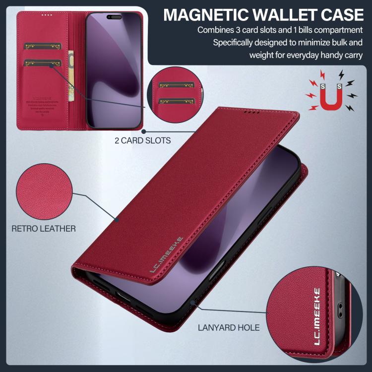 For iPhone 17 Pro LC.IMEEKE L1 Series Frosted Fine Texture PU Phone Case(Red) - iPhone 17 Pro Cases by LC.IMEEKE | Online Shopping UK | buy2fix