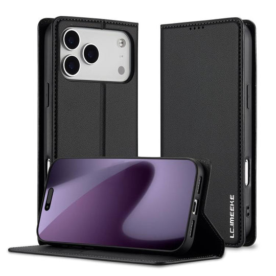 For iPhone 18 Pro Max / 17 Pro Max LC.IMEEKE L1 Series Frosted Fine Texture PU Phone Case(Black)