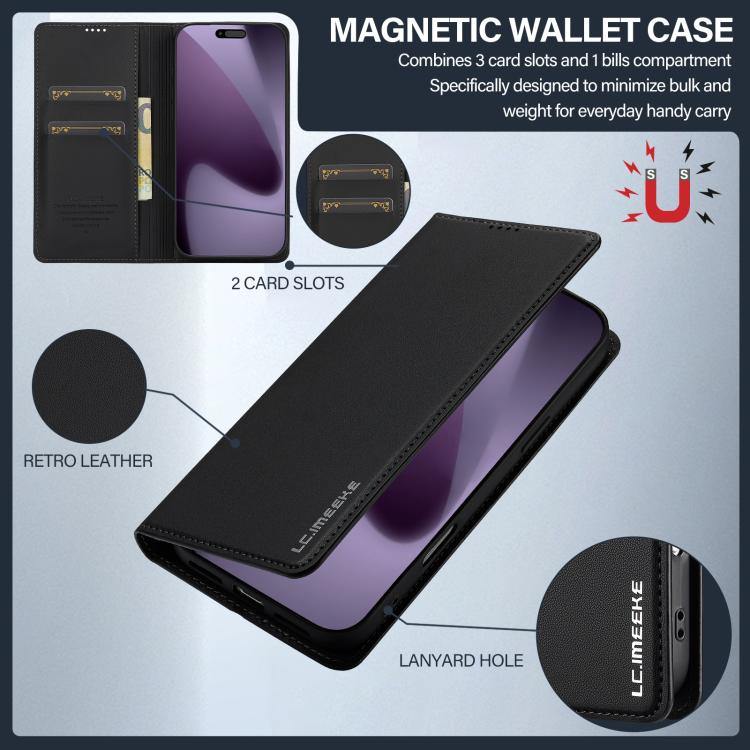 For iPhone 17 Pro Max LC.IMEEKE L1 Series Frosted Fine Texture PU Phone Case(Black) - iPhone 17 Pro Max Cases by LC.IMEEKE | Online Shopping UK | buy2fix