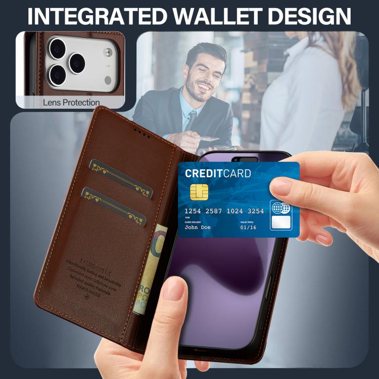 For iPhone 17 Pro Max LC.IMEEKE L1 Series Frosted Fine Texture PU Phone Case(Brown) - iPhone 17 Pro Max Cases by LC.IMEEKE | Online Shopping UK | buy2fix