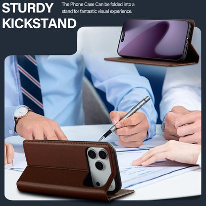 For iPhone 17 Pro Max LC.IMEEKE L1 Series Frosted Fine Texture PU Phone Case(Brown) - iPhone 17 Pro Max Cases by LC.IMEEKE | Online Shopping UK | buy2fix