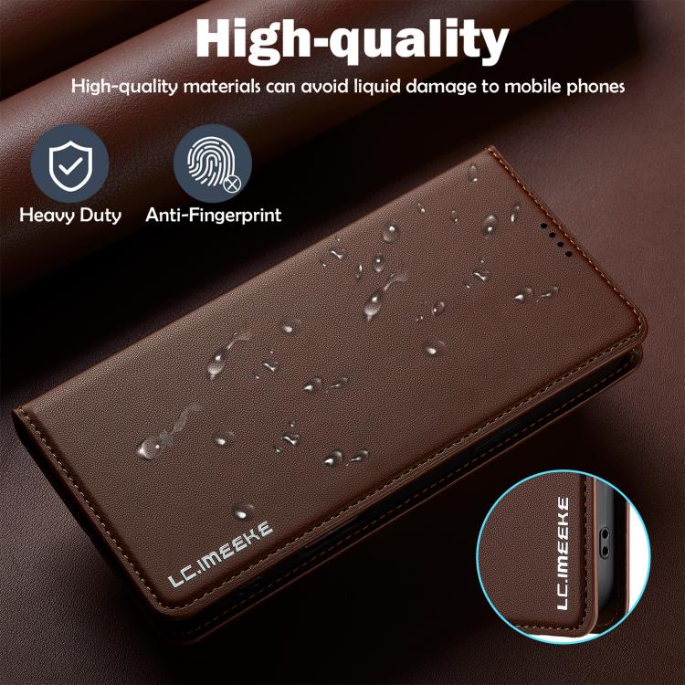 For iPhone 17 Pro Max LC.IMEEKE L1 Series Frosted Fine Texture PU Phone Case(Brown) - iPhone 17 Pro Max Cases by LC.IMEEKE | Online Shopping UK | buy2fix
