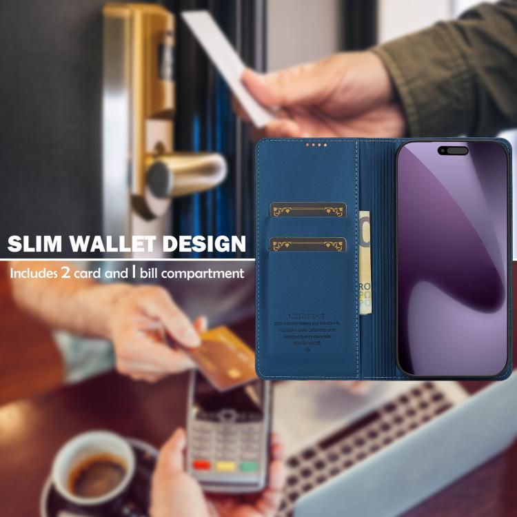 For iPhone 17 Pro Max LC.IMEEKE L1 Series Frosted Fine Texture PU Phone Case(Blue) - iPhone 17 Pro Max Cases by LC.IMEEKE | Online Shopping UK | buy2fix