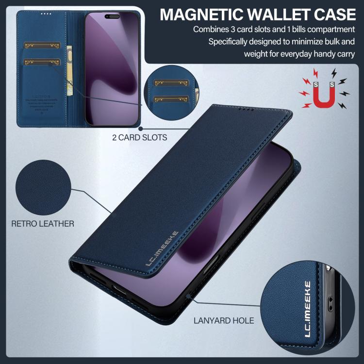 For iPhone 17 Pro Max LC.IMEEKE L1 Series Frosted Fine Texture PU Phone Case(Blue) - iPhone 17 Pro Max Cases by LC.IMEEKE | Online Shopping UK | buy2fix