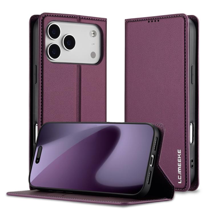 For iPhone 17 Pro Max LC.IMEEKE L1 Series Frosted Fine Texture PU Phone Case(Purple) - iPhone 17 Pro Max Cases by LC.IMEEKE | Online Shopping UK | buy2fix