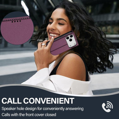 For iPhone 17 Pro Max LC.IMEEKE L1 Series Frosted Fine Texture PU Phone Case(Purple) - iPhone 17 Pro Max Cases by LC.IMEEKE | Online Shopping UK | buy2fix