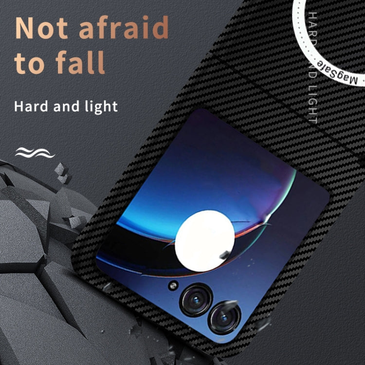 For Motorola Razr 50 Ultra Carbon Fiber Texture MagSafe Magnetic Phone Case(Black) by buy2fix