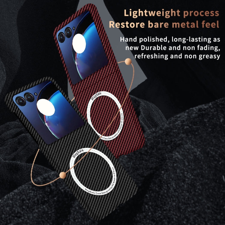 For Motorola Razr 50 Ultra Carbon Fiber Texture MagSafe Magnetic Phone Case(Black) by buy2fix