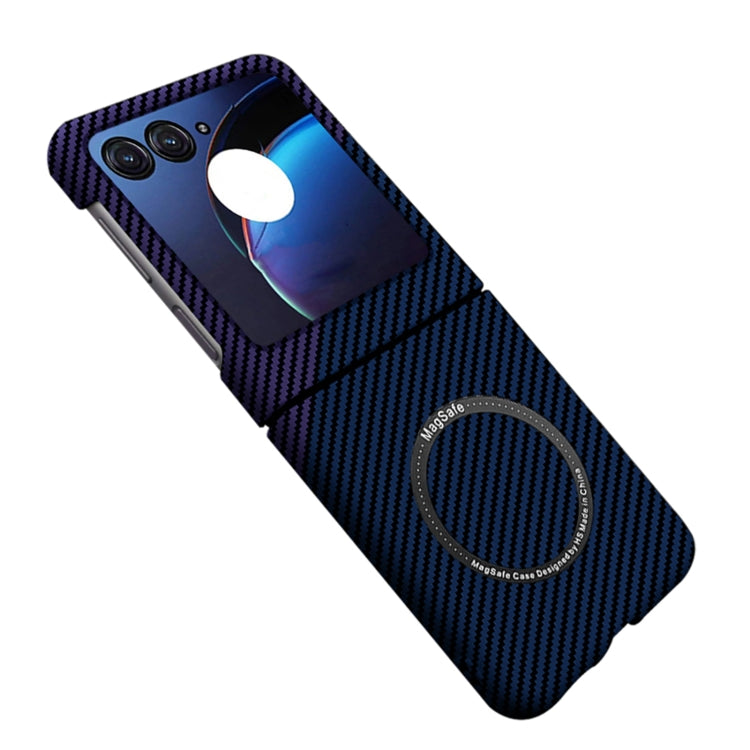 For Motorola Razr 50 Ultra Carbon Fiber Texture MagSafe Magnetic Phone Case(Blue Purple) by buy2fix
