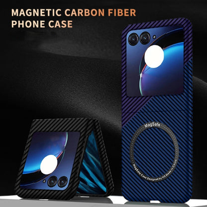 For Motorola Razr 50 Ultra Carbon Fiber Texture MagSafe Magnetic Phone Case(Blue Purple) by buy2fix