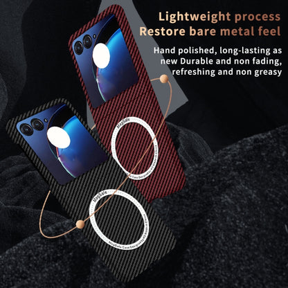 For Motorola Razr 50 Ultra Carbon Fiber Texture MagSafe Magnetic Phone Case(Black Silver) by buy2fix