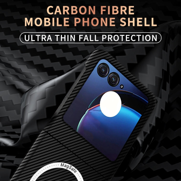 For Motorola Razr 50 Carbon Fiber Texture MagSafe Magnetic Phone Case(Black) - Motorola Cases by buy2fix | Online Shopping UK | buy2fix