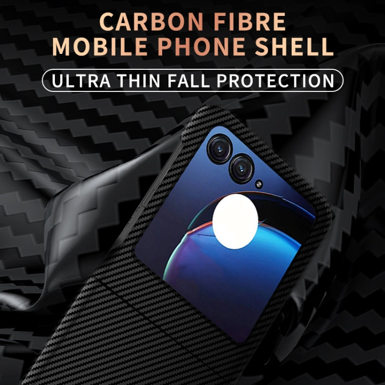 For Motorola Razr 50 Ultra Carbon Fiber Texture Shockproof Phone Case(Black Blue) by buy2fix