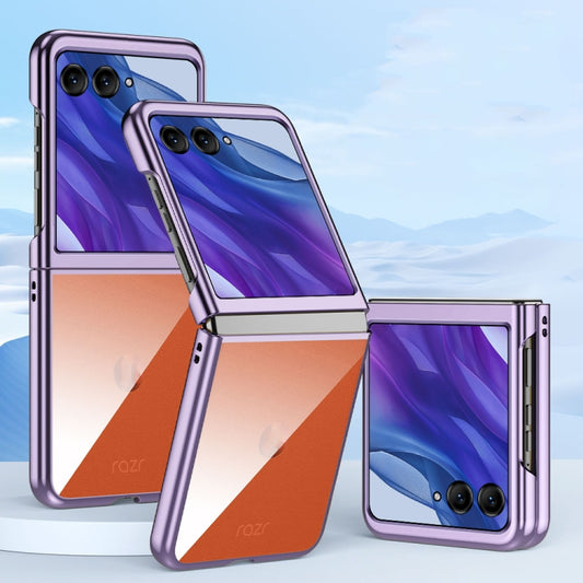 For Motorola Razr 50 Ultra Super Thin Electroplating Transparent Folding Phone Case(Purple) by buy2fix