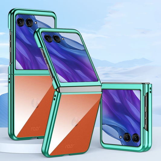 For Motorola Razr 50 Ultra Super Thin Electroplating Transparent Folding Phone Case(Green) by buy2fix