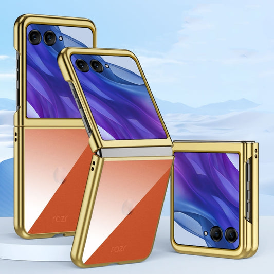 For Motorola Razr 50 Ultra Super Thin Electroplating Transparent Folding Phone Case(Gold) by buy2fix