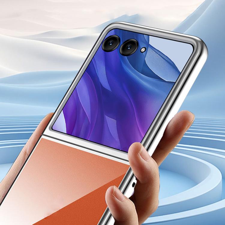 For Motorola Razr 50 Ultra Super Thin Electroplating Transparent Folding Phone Case(Silver) by buy2fix