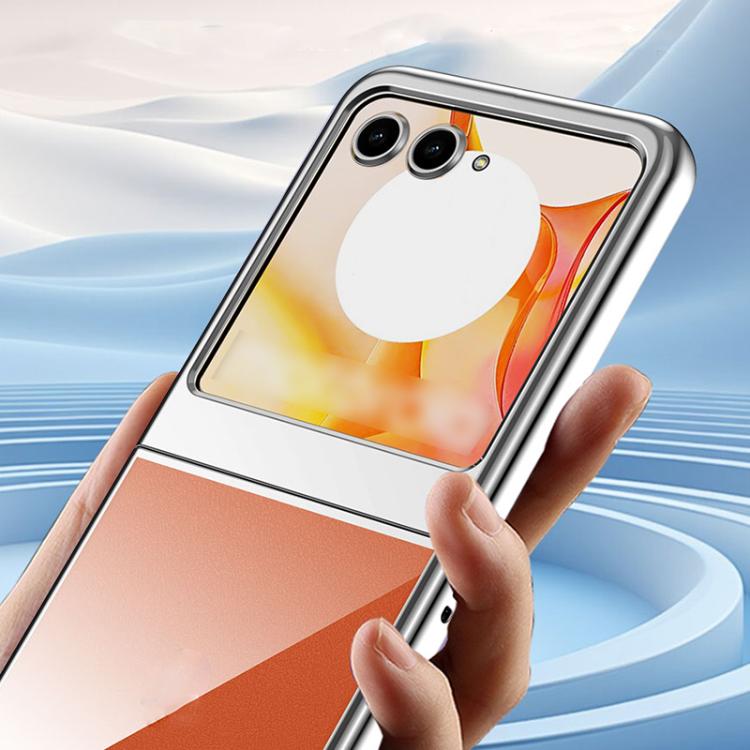 For Motorola Razr 50 Super Thin Electroplating Transparent Folding Phone Case(Black) by buy2fix