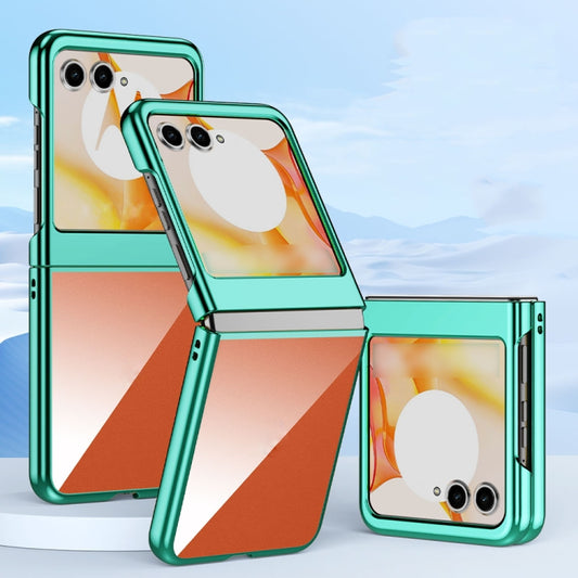 For Motorola Razr 50 Super Thin Electroplating Transparent Folding Phone Case(Green) by buy2fix