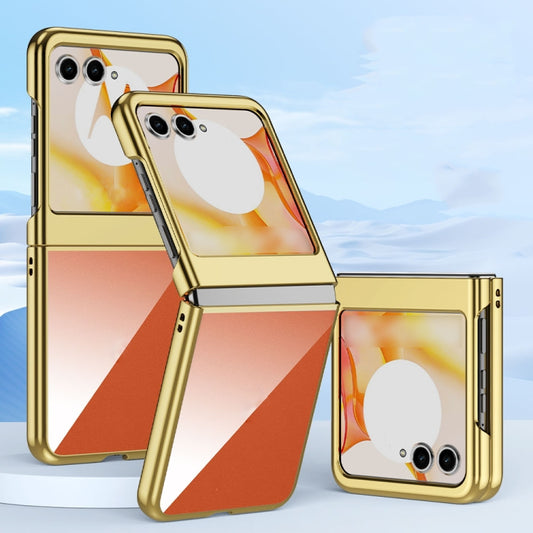 For Motorola Razr 50 Super Thin Electroplating Transparent Folding Phone Case(Gold) by buy2fix