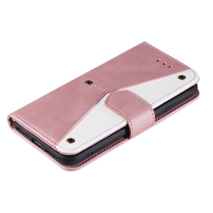 For iPhone 16e Nail Skin Feel Stitching Calf Texture Leather Phone Case(Rose Gold) - iPhone 16e Cases by buy2fix | Online Shopping UK | buy2fix