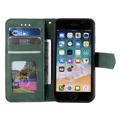 For iPhone 16e Nail Skin Feel Stitching Calf Texture Leather Phone Case(Green) - iPhone 16e Cases by buy2fix | Online Shopping UK | buy2fix
