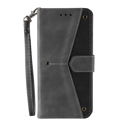 For iPhone 16e Nail Skin Feel Stitching Calf Texture Leather Phone Case(Grey) - iPhone 16e Cases by buy2fix | Online Shopping UK | buy2fix