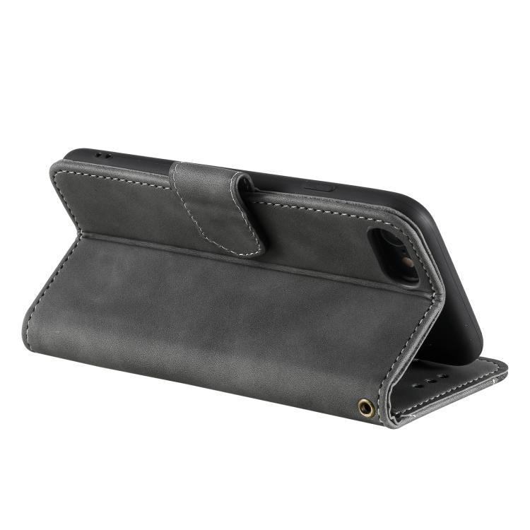 For iPhone 16e Nail Skin Feel Stitching Calf Texture Leather Phone Case(Grey) - iPhone 16e Cases by buy2fix | Online Shopping UK | buy2fix
