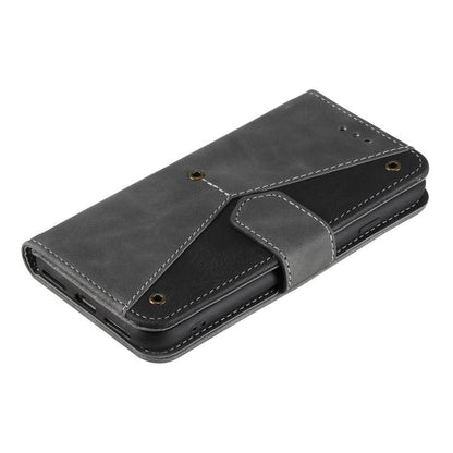 For iPhone 16e Nail Skin Feel Stitching Calf Texture Leather Phone Case(Grey) - iPhone 16e Cases by buy2fix | Online Shopping UK | buy2fix