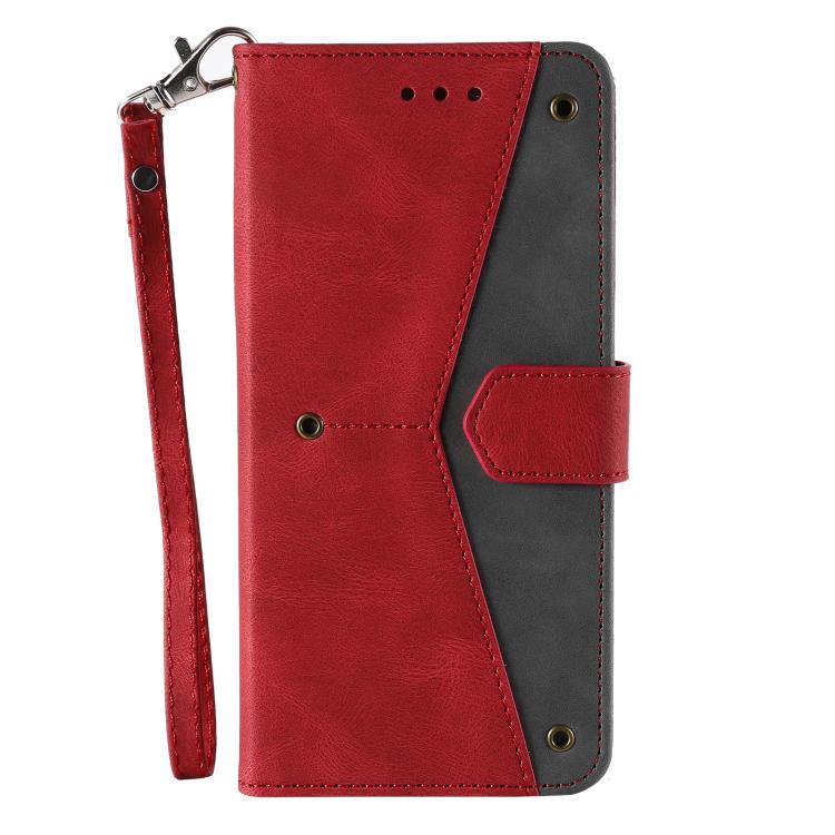 For iPhone 16e Nail Skin Feel Stitching Calf Texture Leather Phone Case(Red) - iPhone 16e Cases by buy2fix | Online Shopping UK | buy2fix