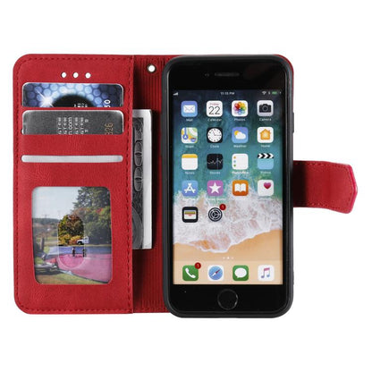 For iPhone 16e Nail Skin Feel Stitching Calf Texture Leather Phone Case(Red) - iPhone 16e Cases by buy2fix | Online Shopping UK | buy2fix