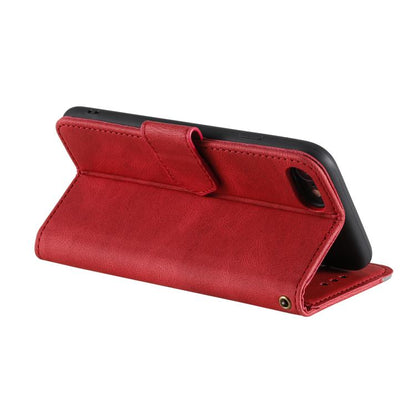 For iPhone 16e Nail Skin Feel Stitching Calf Texture Leather Phone Case(Red) - iPhone 16e Cases by buy2fix | Online Shopping UK | buy2fix