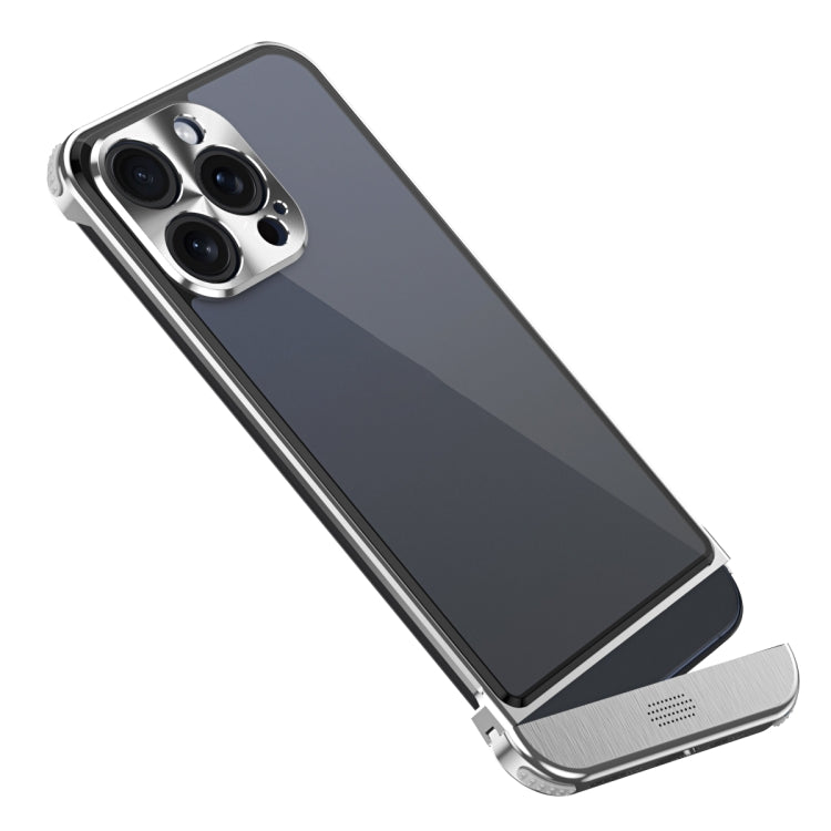 For iPhone 14 Pro Max Metal Scissor Holder Translucent Aroma Phone Case(Silver) - iPhone 14 Pro Max Cases by buy2fix | Online Shopping UK | buy2fix