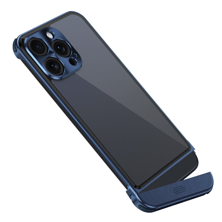For iPhone 12 Pro Max Metal Scissor Holder Translucent Aroma Phone Case(Blue) - iPhone 12 Pro Max Cases by buy2fix | Online Shopping UK | buy2fix