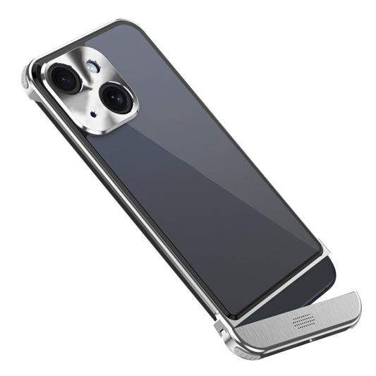 For iPhone 14 Plus Metal Scissor Holder Translucent Aroma Phone Case(Silver) - iPhone 14 Plus Cases by buy2fix | Online Shopping UK | buy2fix