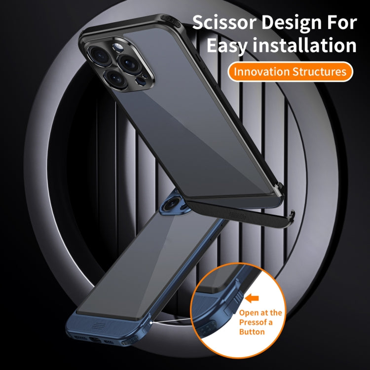 For iPhone 12 Pro Max Metal Scissor Holder Translucent Aroma Phone Case(Black) - iPhone 12 Pro Max Cases by buy2fix | Online Shopping UK | buy2fix