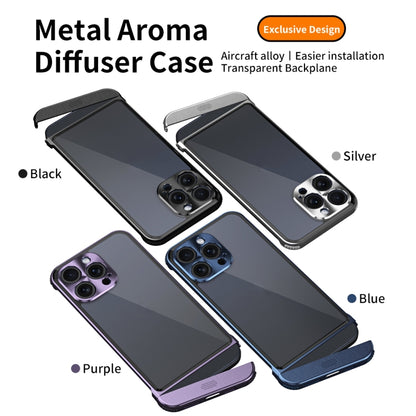 For iPhone 15 Plus Metal Scissor Holder Translucent Aroma Phone Case(Blue) - iPhone 15 Plus Cases by buy2fix | Online Shopping UK | buy2fix