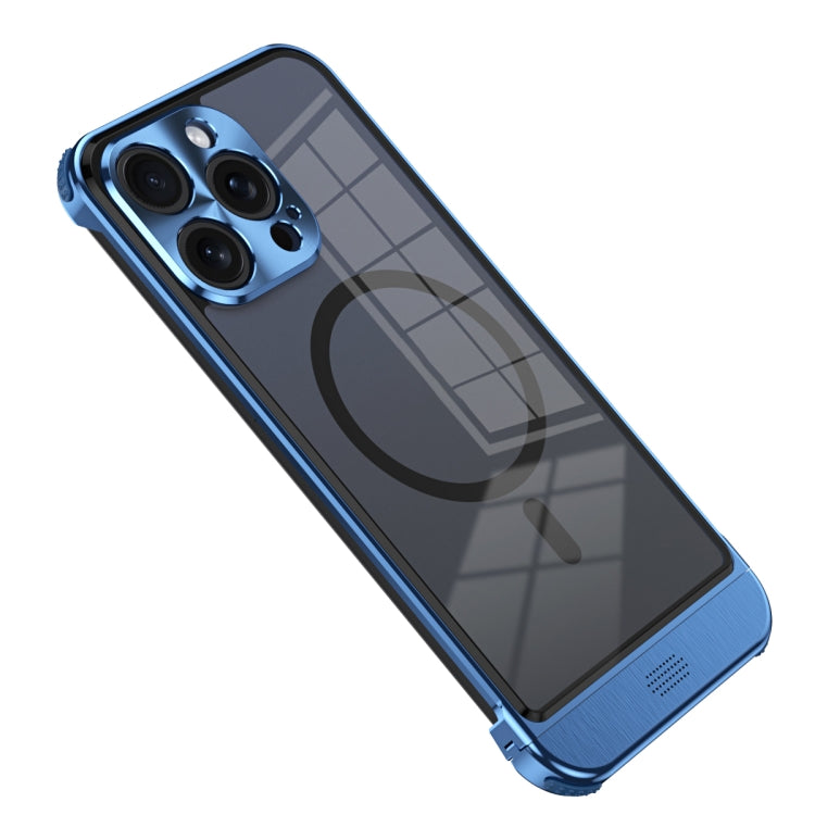 For iPhone 15 Pro Metal Scissor Design Aroma MagSafe Phone Case(Blue) - iPhone 15 Pro Cases by buy2fix | Online Shopping UK | buy2fix