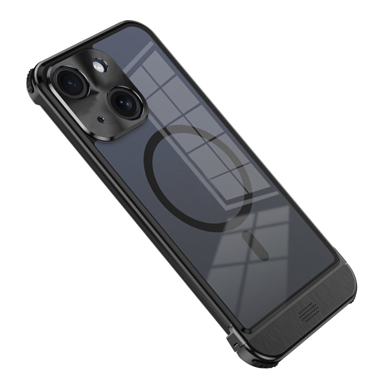For iPhone 15 Metal Scissor Design Aroma MagSafe Phone Case(Black) - iPhone 15 Cases by buy2fix | Online Shopping UK | buy2fix
