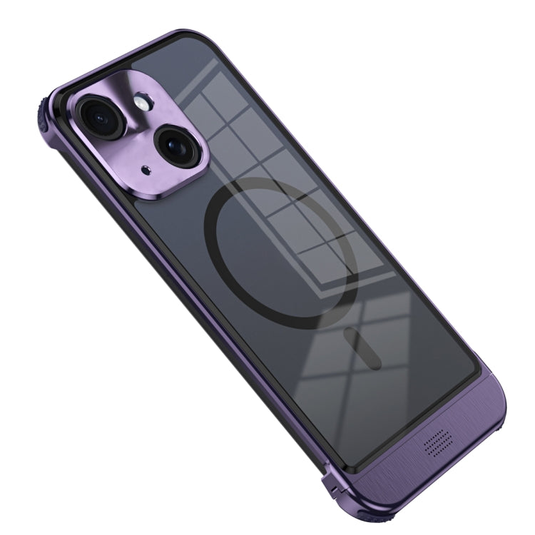 For iPhone 14 Plus Metal Scissor Design Aroma MagSafe Phone Case(Purple) - iPhone 14 Plus Cases by buy2fix | Online Shopping UK | buy2fix