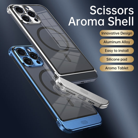 For iPhone 13 Pro Metal Scissor Design Aroma MagSafe Phone Case(Black) - iPhone 13 Pro Cases by buy2fix | Online Shopping UK | buy2fix