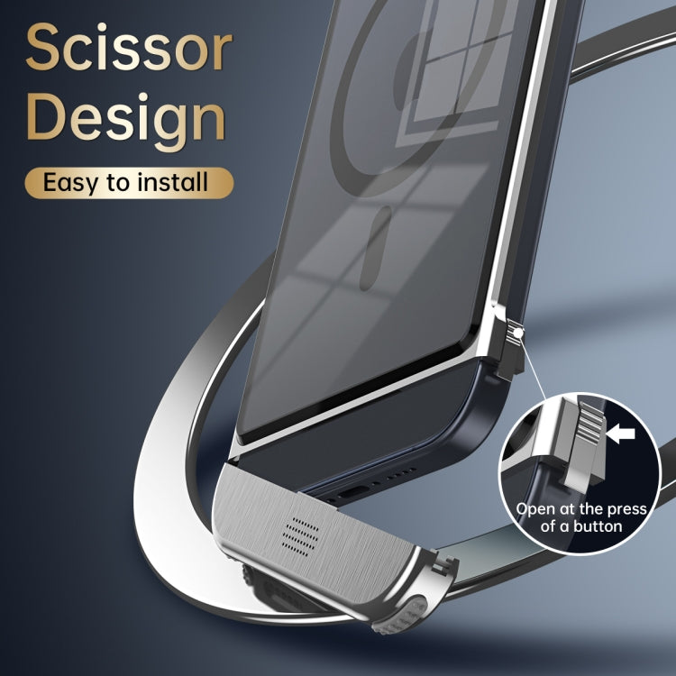 For iPhone 14 Pro Metal Scissor Design Aroma MagSafe Phone Case(Black) - iPhone 14 Pro Cases by buy2fix | Online Shopping UK | buy2fix