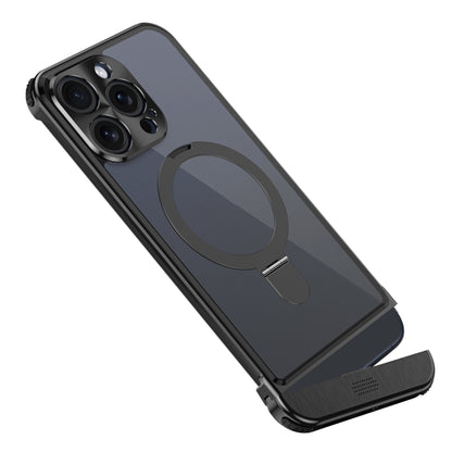 For iPhone 15 Pro Metal Scissor Design Aroma MagSafe Ring Holder Phone Case(Black) - iPhone 15 Pro Cases by buy2fix | Online Shopping UK | buy2fix