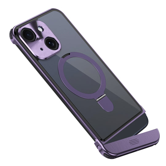 For iPhone 15 Plus Metal Scissor Design Aroma MagSafe Ring Holder Phone Case(Purple)