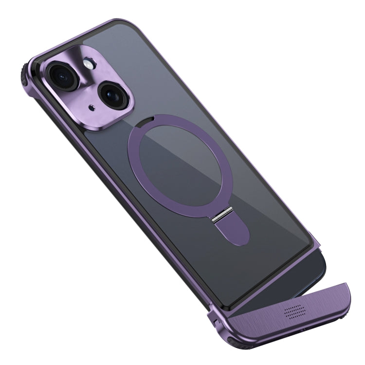 For iPhone 14 Plus Metal Scissor Design Aroma MagSafe Ring Holder Phone Case(Purple) - iPhone 14 Plus Cases by buy2fix | Online Shopping UK | buy2fix