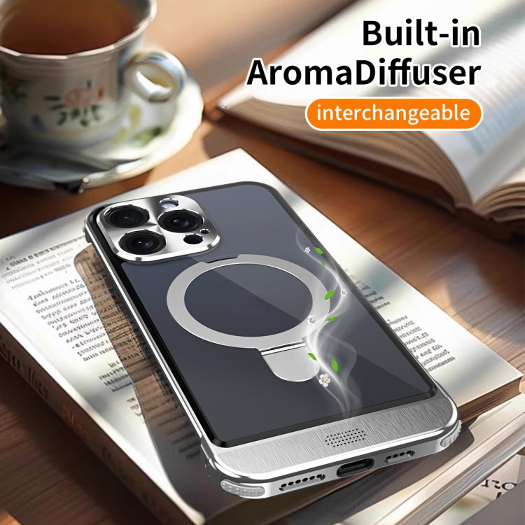 For iPhone 14 Metal Scissor Design Aroma MagSafe Ring Holder Phone Case(Purple) - iPhone 14 Cases by buy2fix | Online Shopping UK | buy2fix