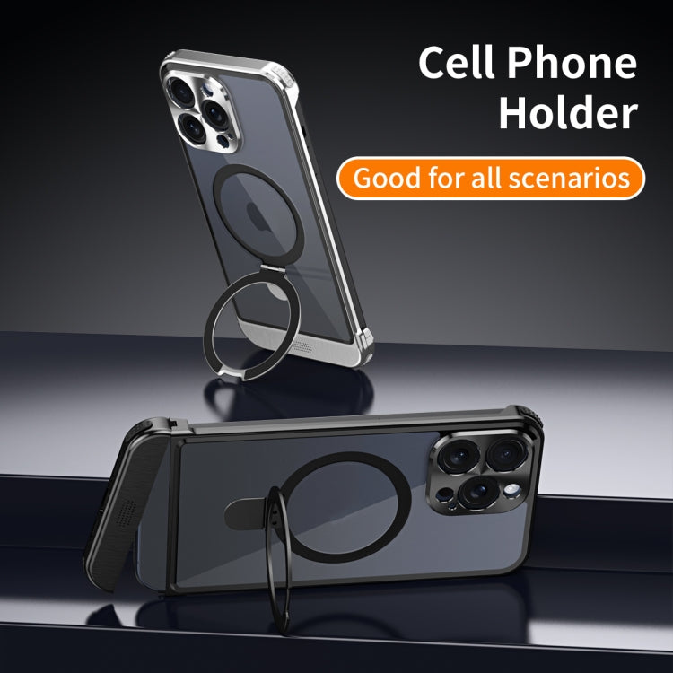 For iPhone 14 Pro Metal Scissor Design Aroma MagSafe Ring Holder Phone Case(Purple) - iPhone 14 Pro Cases by buy2fix | Online Shopping UK | buy2fix