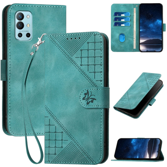 For OnePlus 11 Grid Butterfly Embossed Pattern Flip Leather Phone Case with Lanyard(Light Blue) by buy2fix