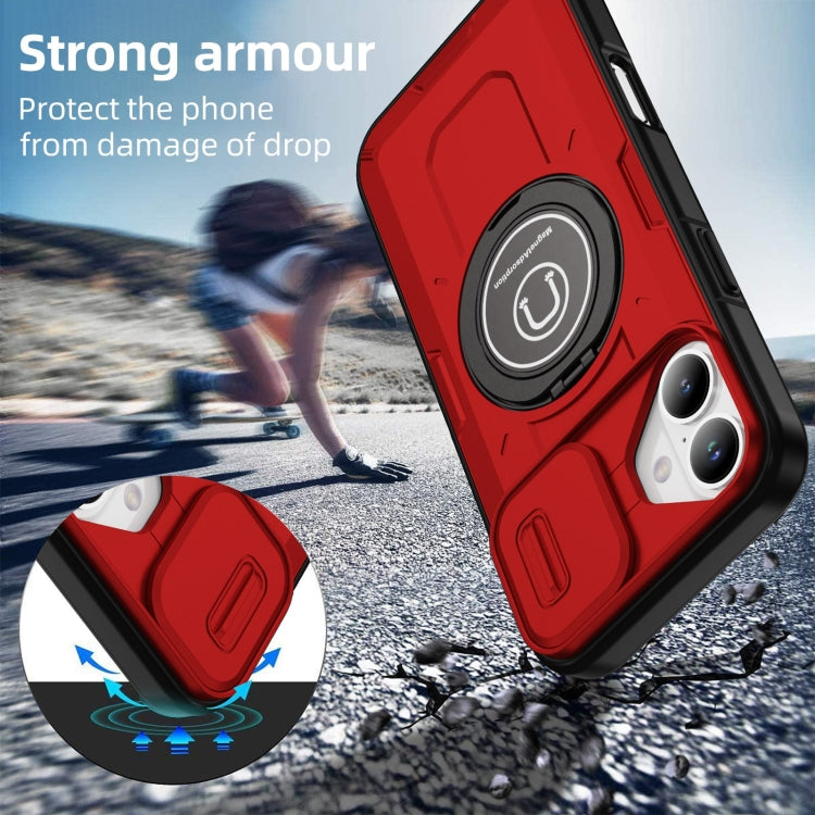 For iPhone 16 Plus Sliding Camshield TPU Hybrid PC Magnetic Holder Phone Case(Red) - iPhone 16 Plus Cases by buy2fix | Online Shopping UK | buy2fix