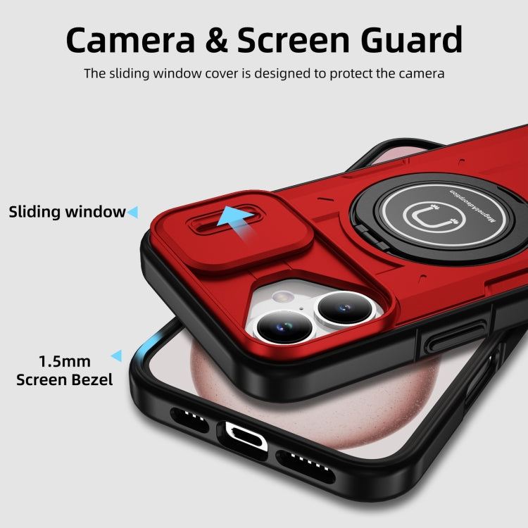 For iPhone 16 Plus Sliding Camshield TPU Hybrid PC Magnetic Holder Phone Case(Red) - iPhone 16 Plus Cases by buy2fix | Online Shopping UK | buy2fix